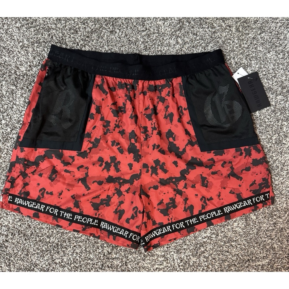 Raw Gear For The People Lightweight Gym Shorts Size 2XL Red & Black NWT Men
